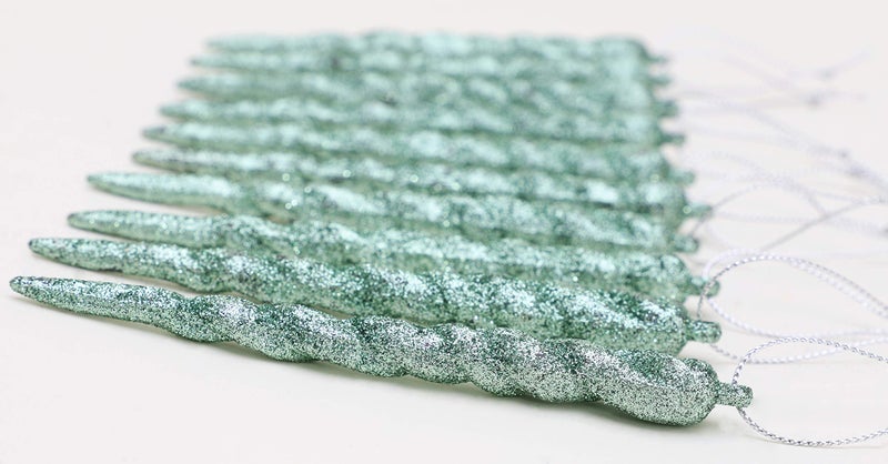 Christmas ConceptsÂ® 12cm Glitter Icicle Decorations - Luxury Christmas Tree Trims (Mint Green, Pack of 10) - Image 4